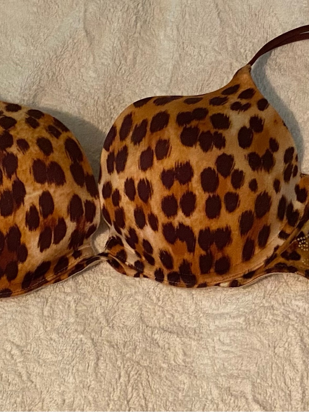 Victoria's Secret Leopard Print Push-Up Padded Underwire Bra Brown & Gold 34B - Picture 2 of 10